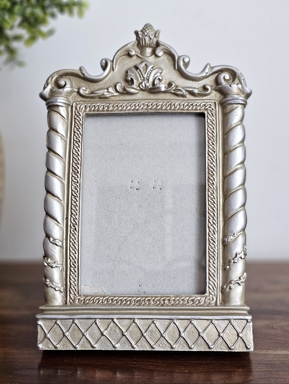 Vintage Ornate Silver Champagne Gold Picture Frame 4x6 Photo Baroque Tabletop